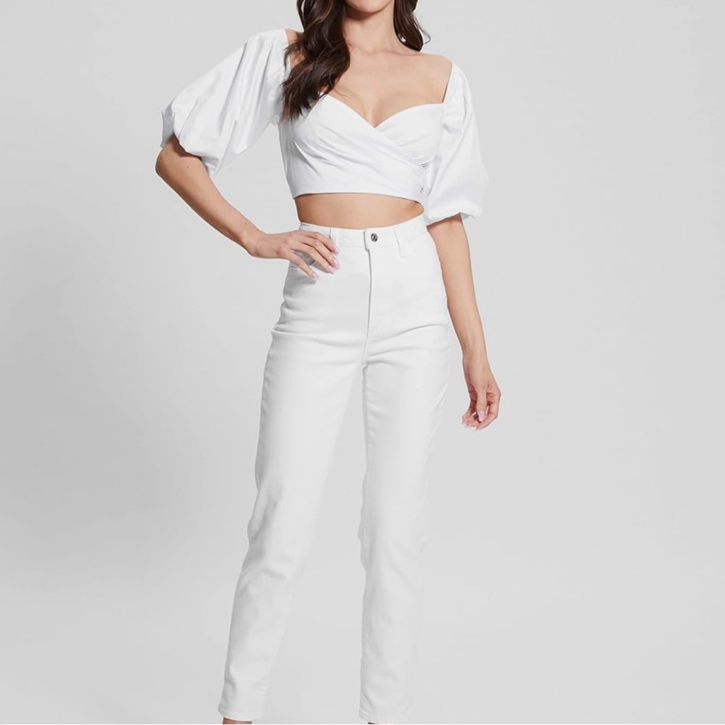 115  Brand New Off Shoulder Cropped Junior Shirt By Guess